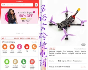 (运营级)六国语言跨境电商海外商城 商户集成到前端 多商户入驻一键铺货手机后台